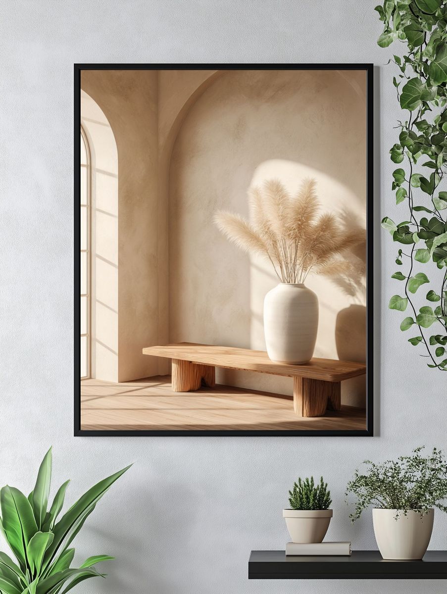 Minimalist Interior with Pampas Grass — Art Print. — room view 4
