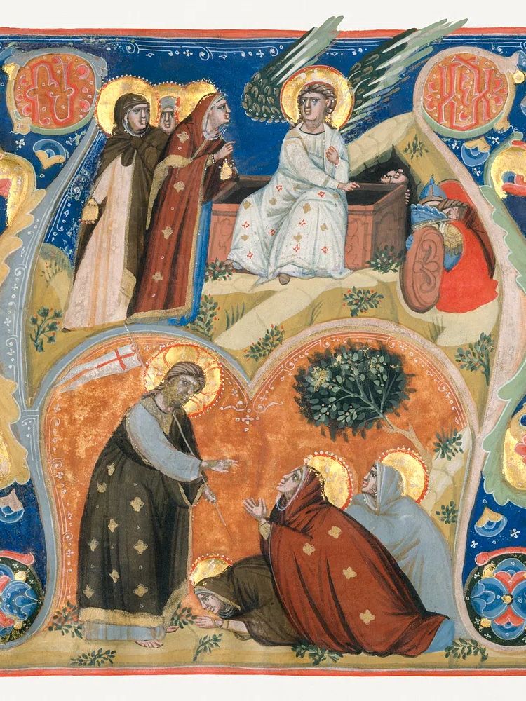 Manuscript Illumination Scenes Easter Initial. poster detail