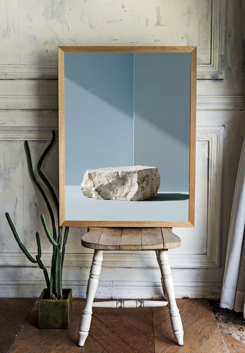 Minimal Stone Still Life Print. room preview