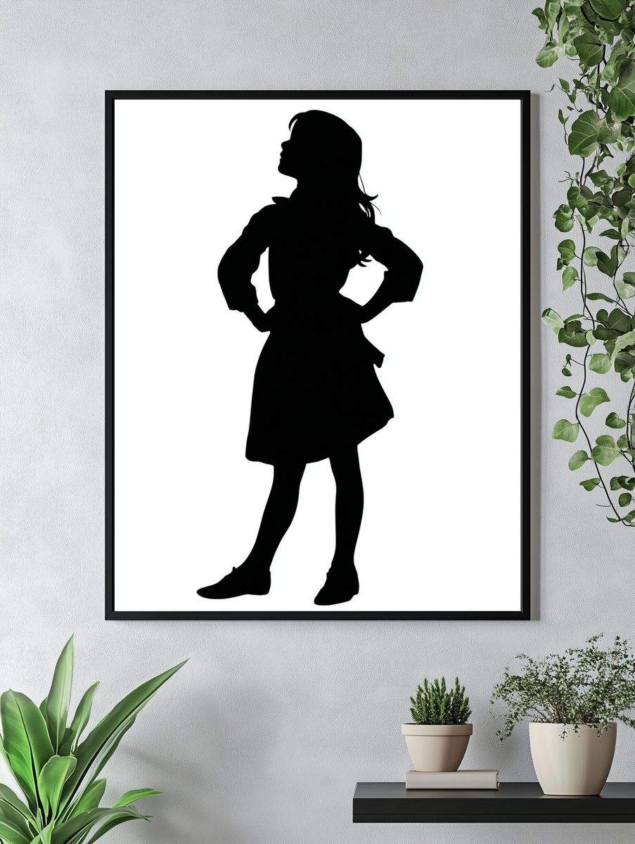 Girl Silhouette Minimalist Poster. — room view 4