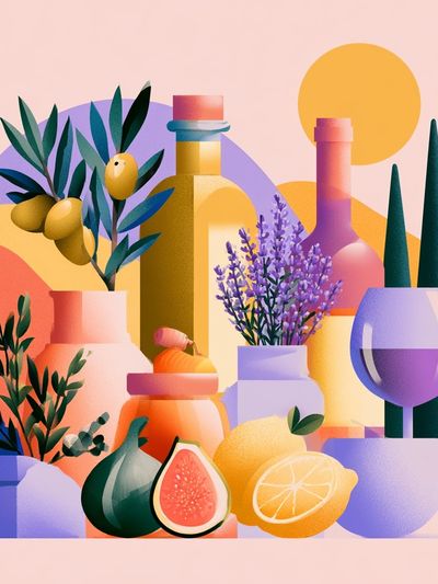 Mediterranean Still Life Illustration Poster.