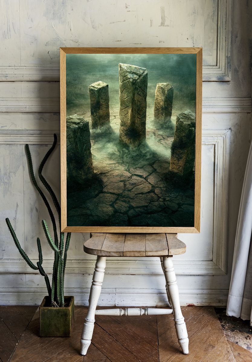Mystic Stone Circle Illustration Poster. — room view 1