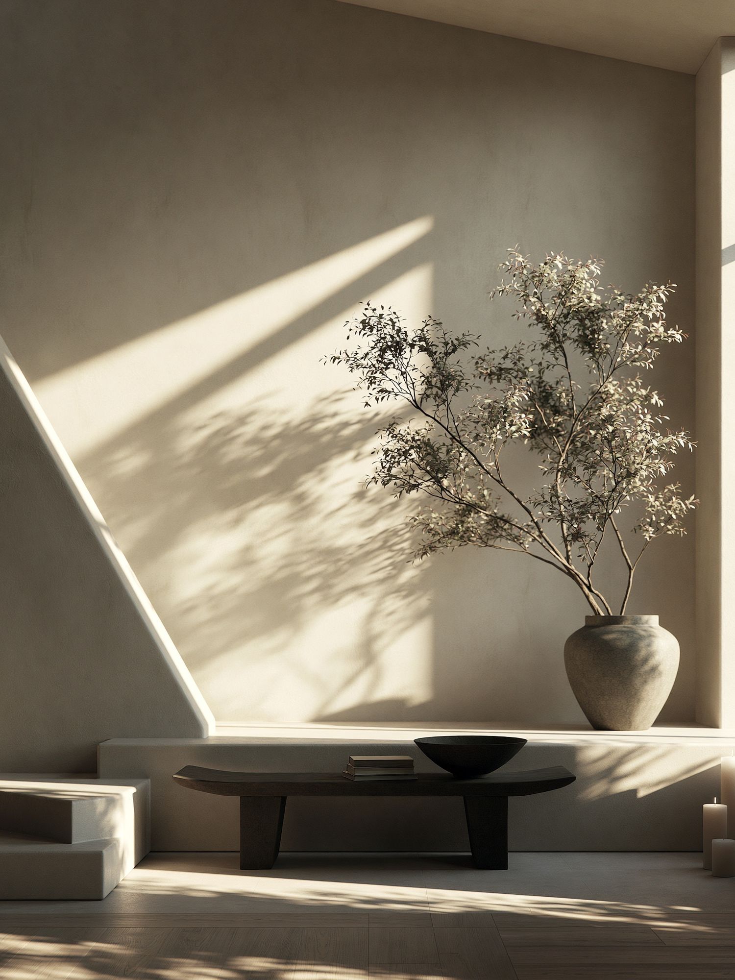 Sunlit Japandi Interior Print. poster detail