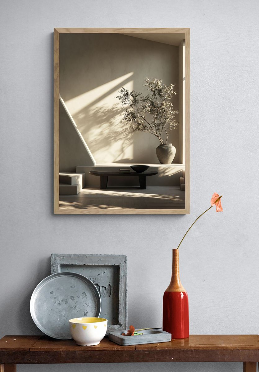 Sunlit Japandi Interior Print. — room view 3