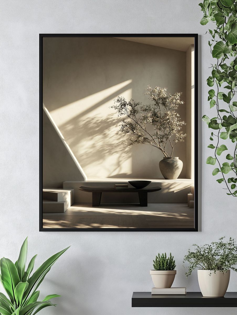 Sunlit Japandi Interior Print. — room view 4