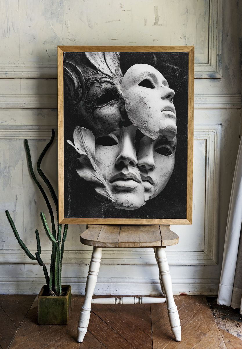 Abstract Mask Art Poster. — room view 1