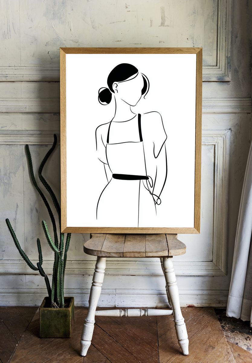 Minimalist Line Art Woman Poster room preview