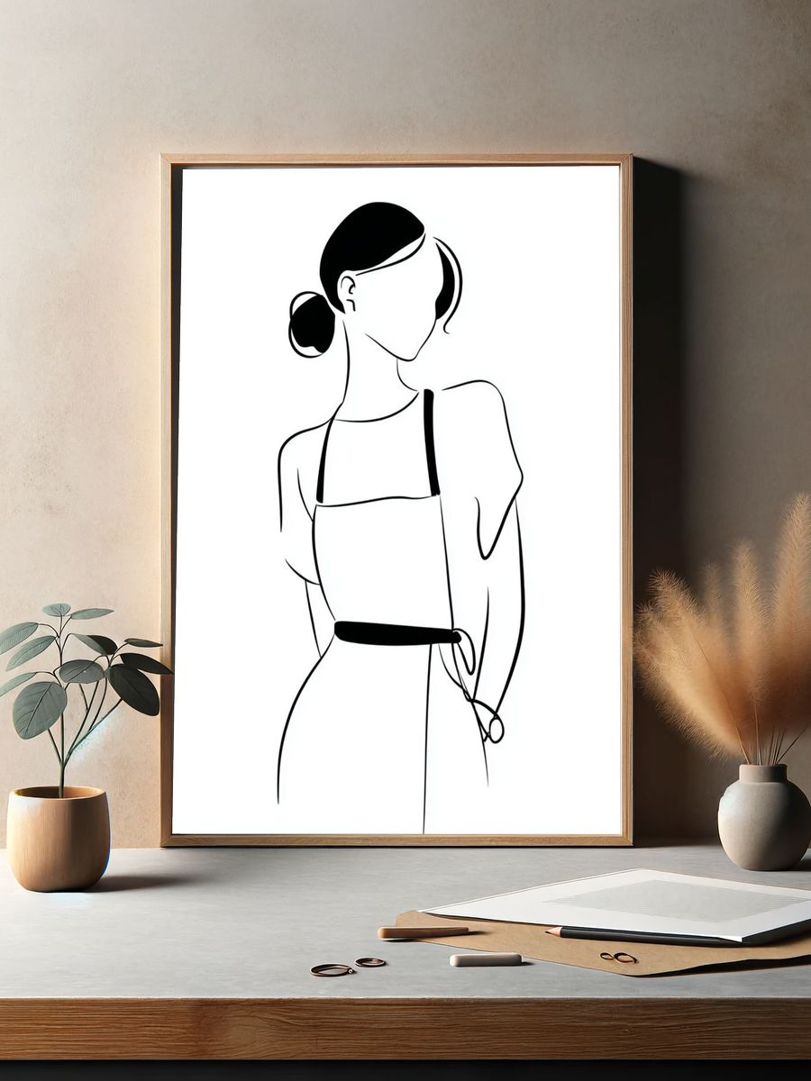 Minimalist Line Art Woman Poster. — room view 2