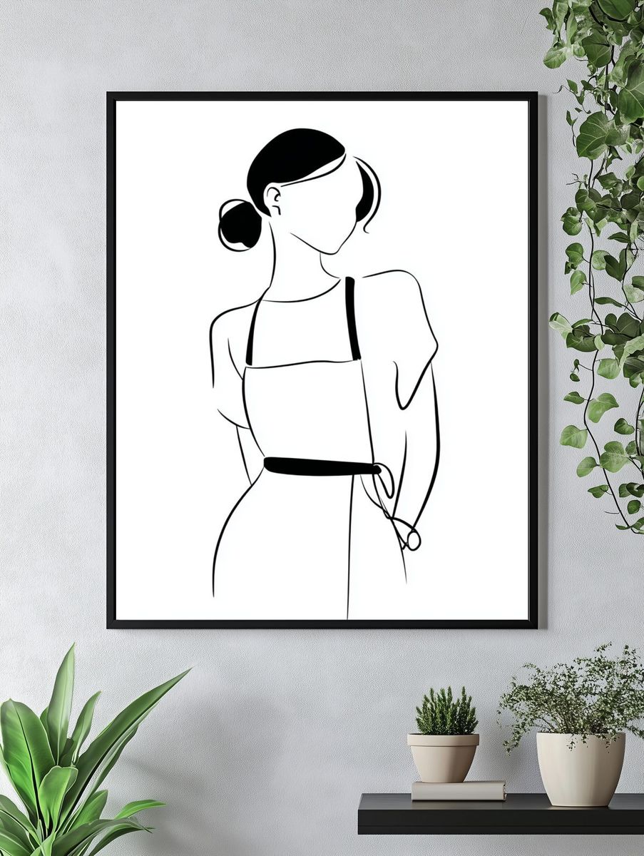 Minimalist Line Art Woman Poster. — room view 4