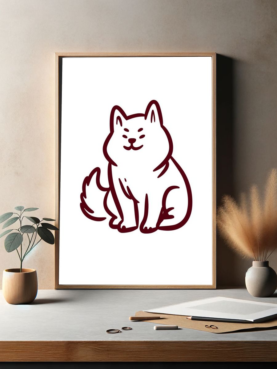 Cute Cat Line Art Poster. — room view 2