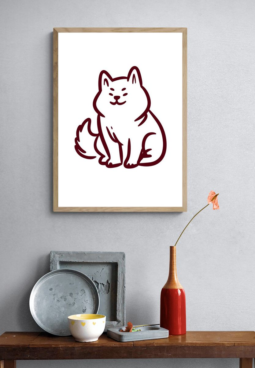 Cute Cat Line Art Poster. — room view 3