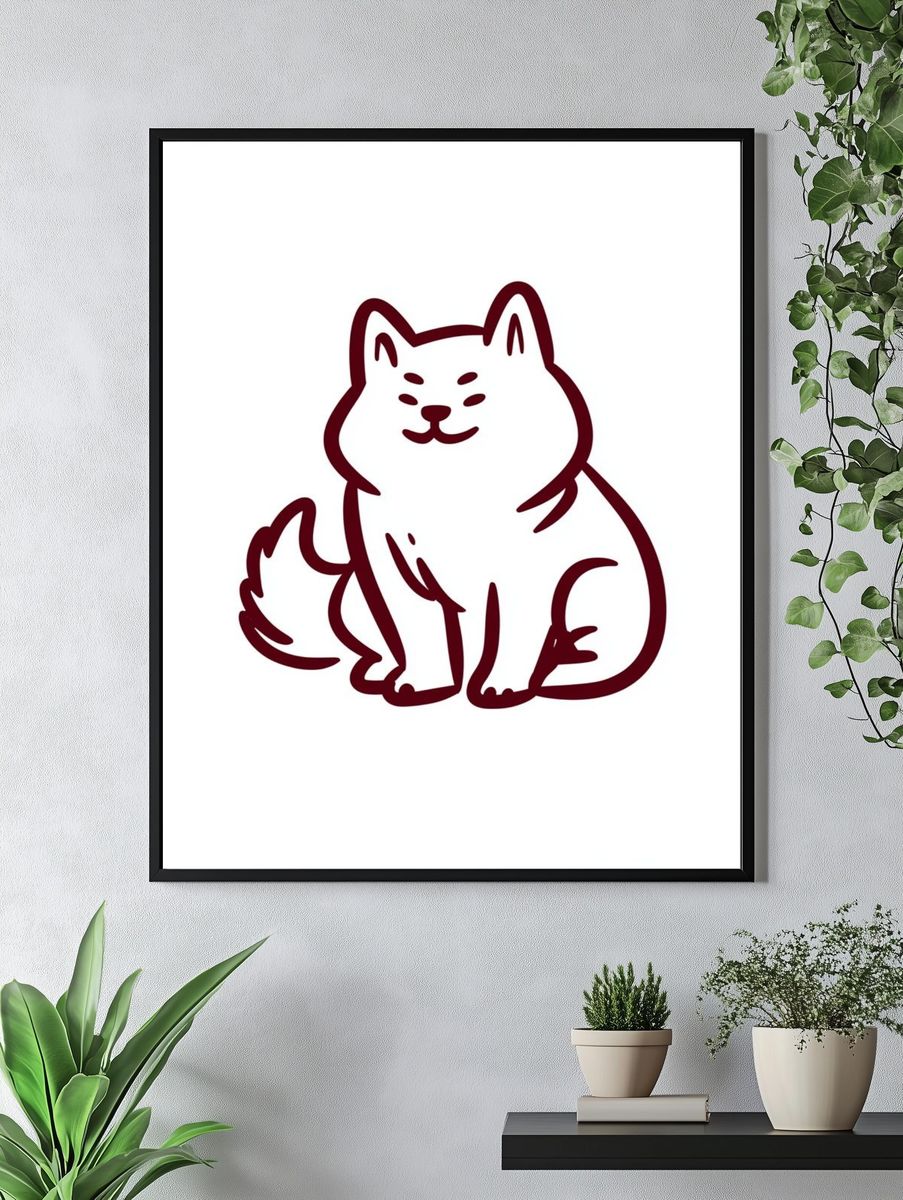 Cute Cat Line Art Poster. — room view 4