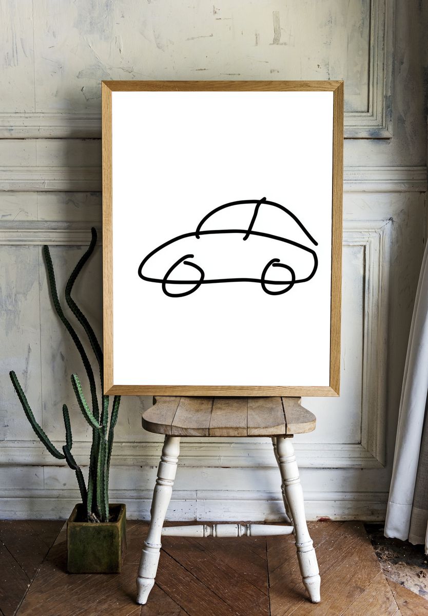 Minimal Car Line Art Poster. room preview
