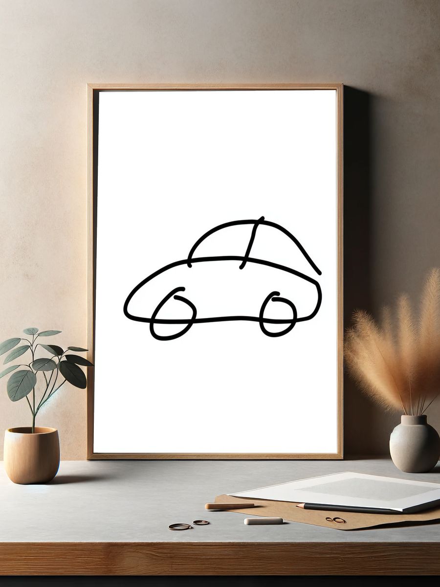 Minimal Car Line Art Poster. — room view 2