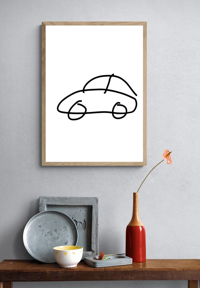 Minimal Car Line Art Poster. — room view 3
