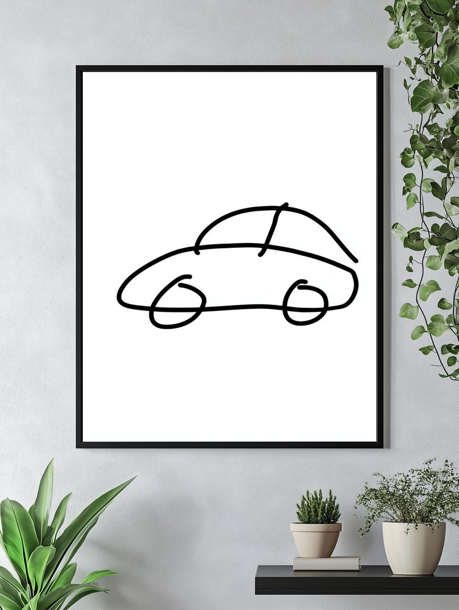 Minimal Car Line Art Poster. — room view 4