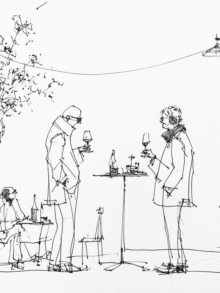Cafe Sketch Line Art Poster. poster detail