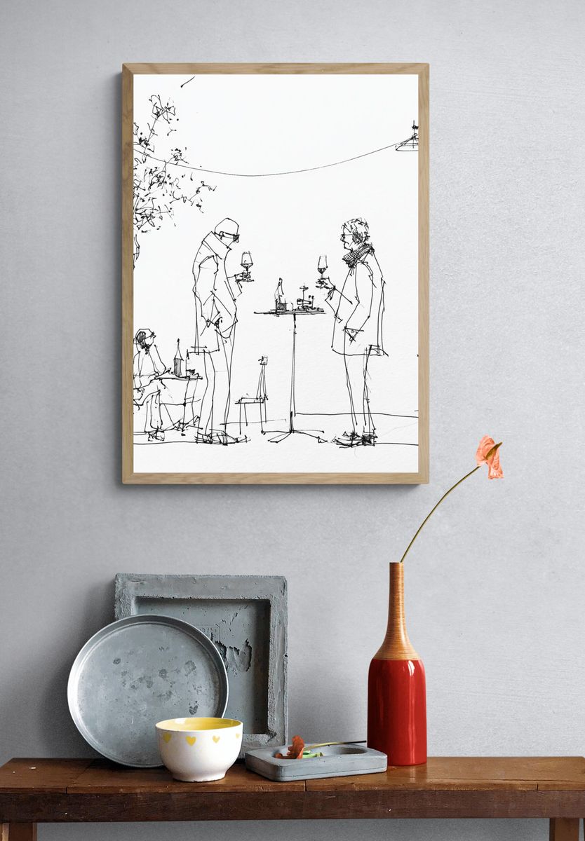 Cafe Sketch Line Art Poster. — room view 3