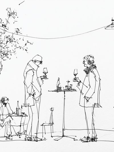 Cafe Sketch Line Art Poster. poster