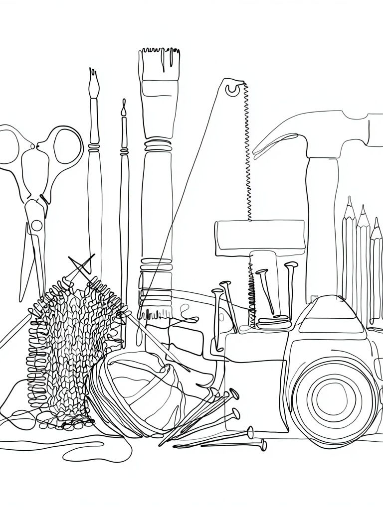Craft Tools Line Art Poster. poster — minimalist art