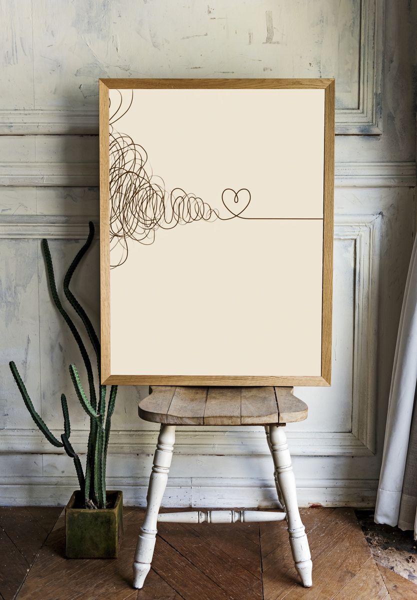 Heart Line Minimalist Print. — room view 1