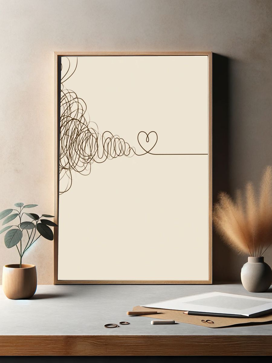 Heart Line Minimalist Print. — room view 2