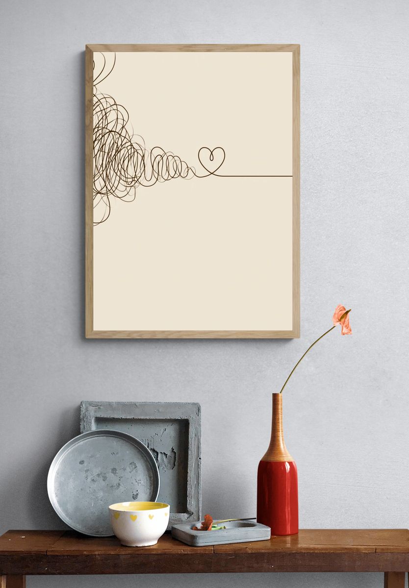 Heart Line Minimalist Print. — room view 3