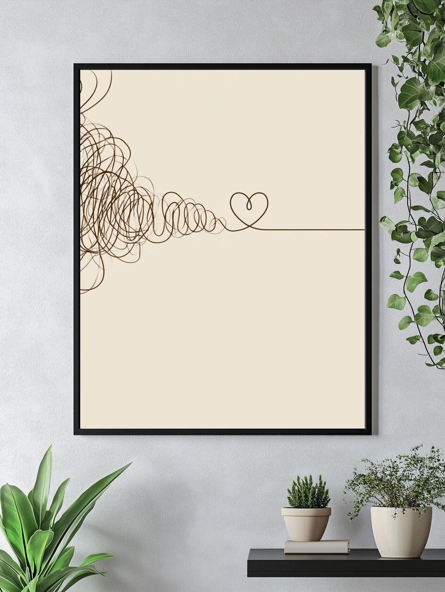 Heart Line Minimalist Print. — room view 4