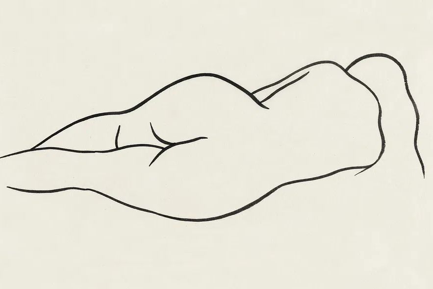 Naked woman showing her bottom. poster — minimalist art