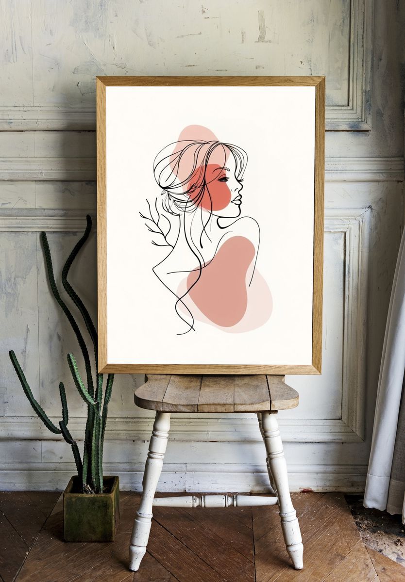 Minimalist Woman Line Art Poster. room preview