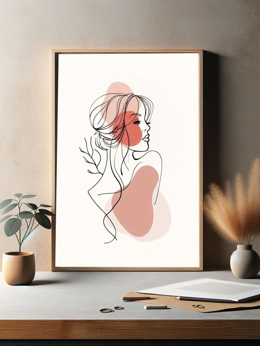 Minimalist Woman Line Art Poster. — room view 2