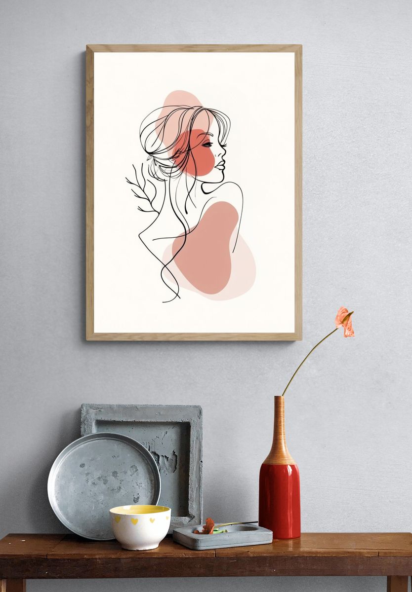 Minimalist Woman Line Art Poster. — room view 3