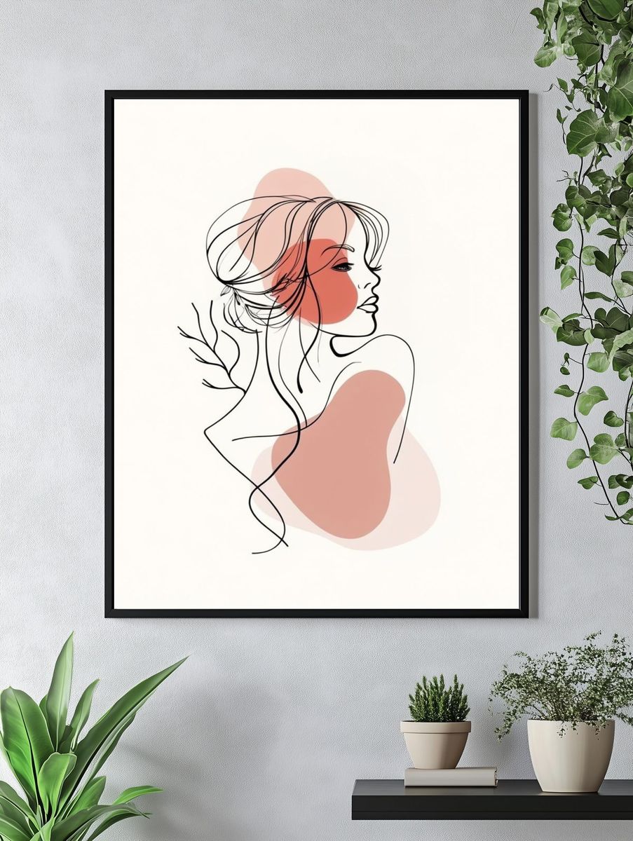 Minimalist Woman Line Art Poster. — room view 4