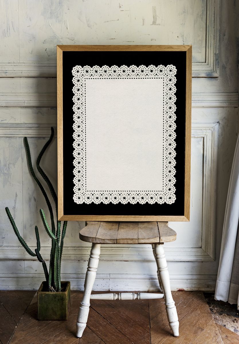 Lace Doily Border Minimalist Print. room preview