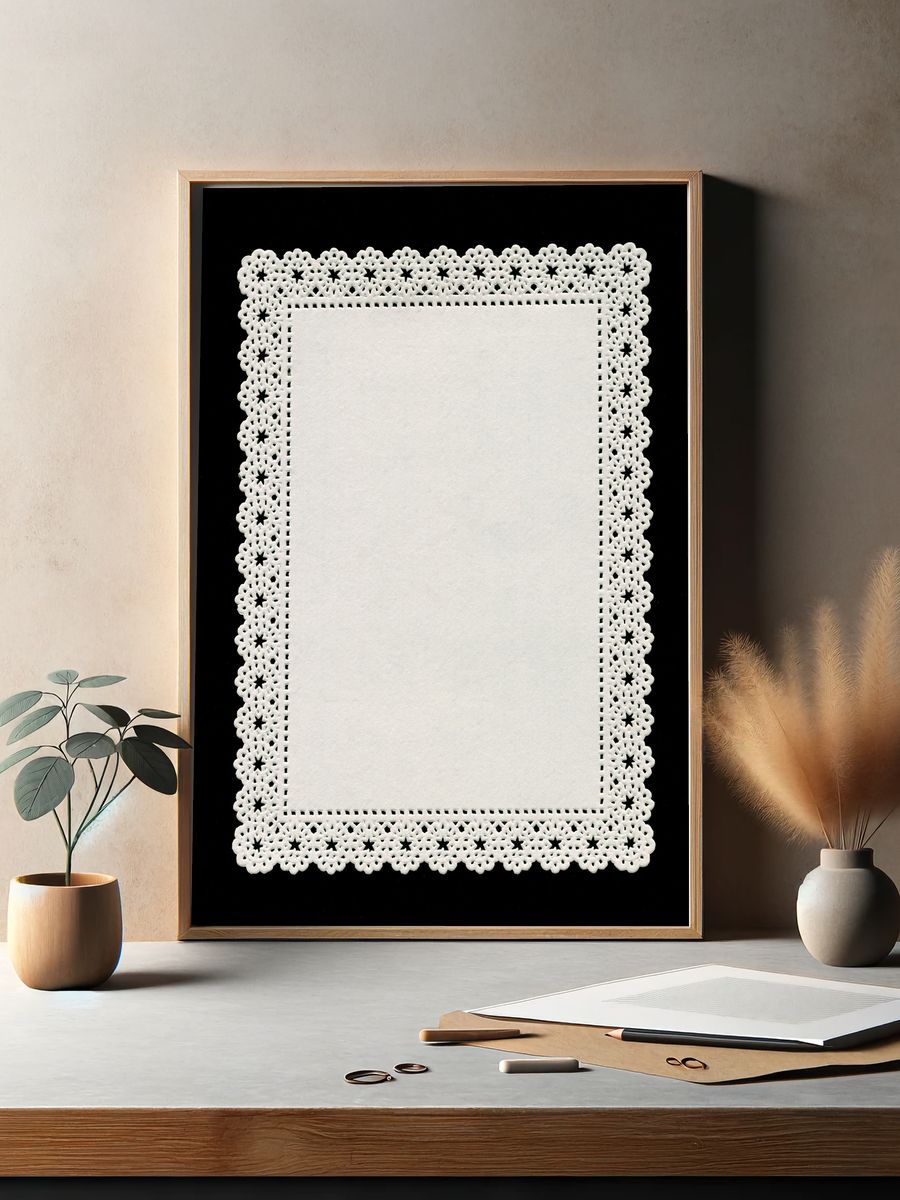 Lace Doily Border Minimalist Print. — room view 2