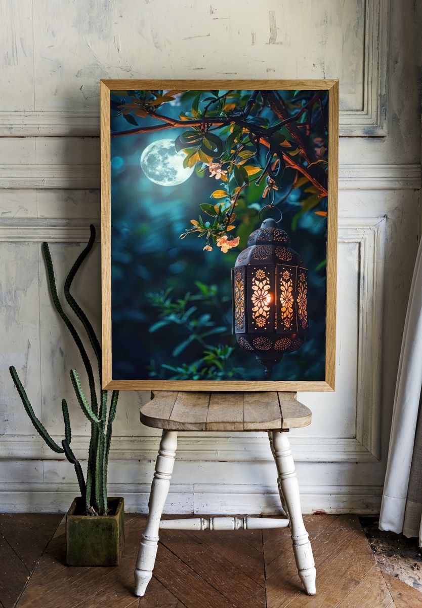 Moonlit Lantern — Nature Print. — room view 1