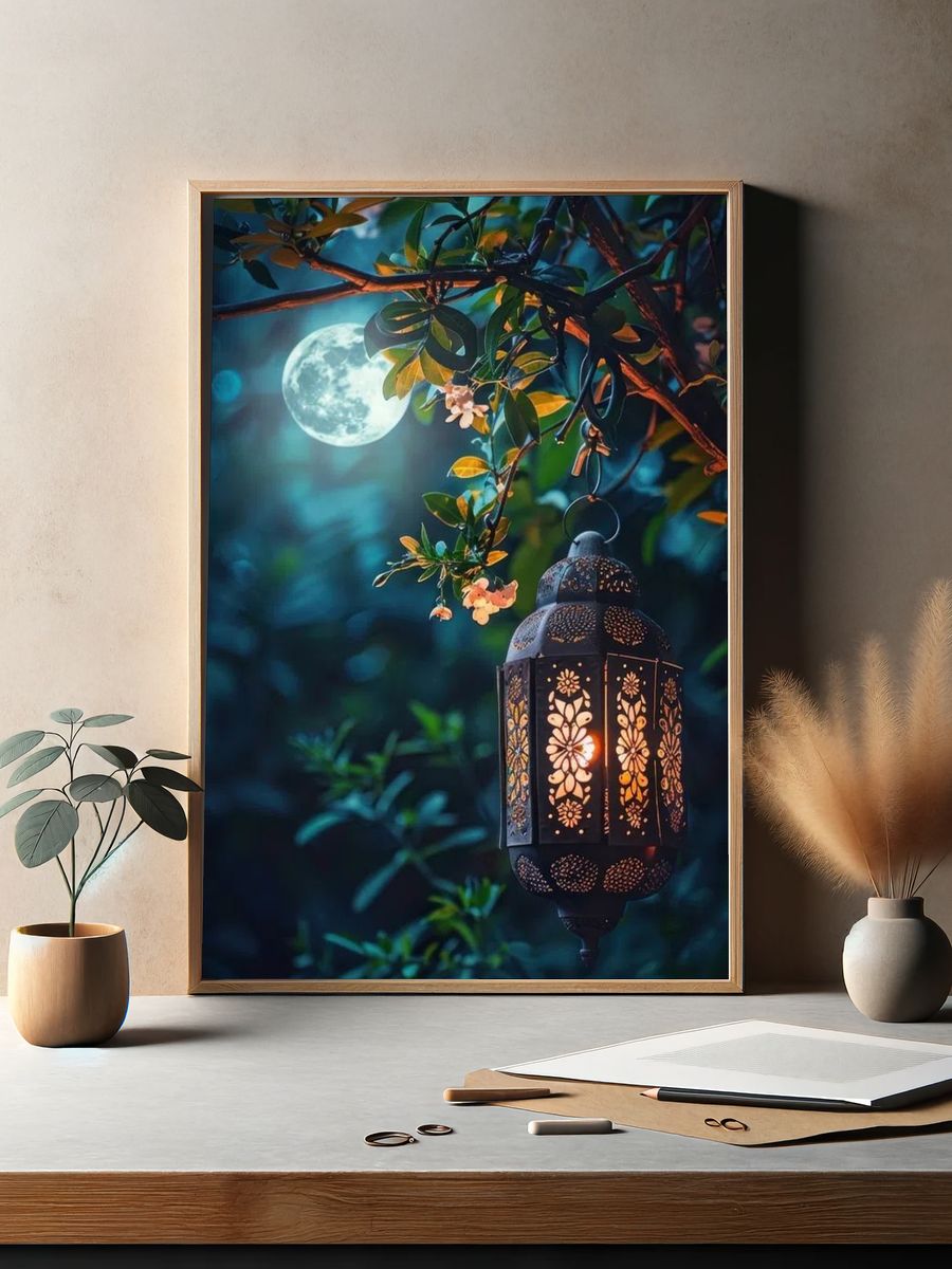 Moonlit Lantern — Nature Print. — room view 2