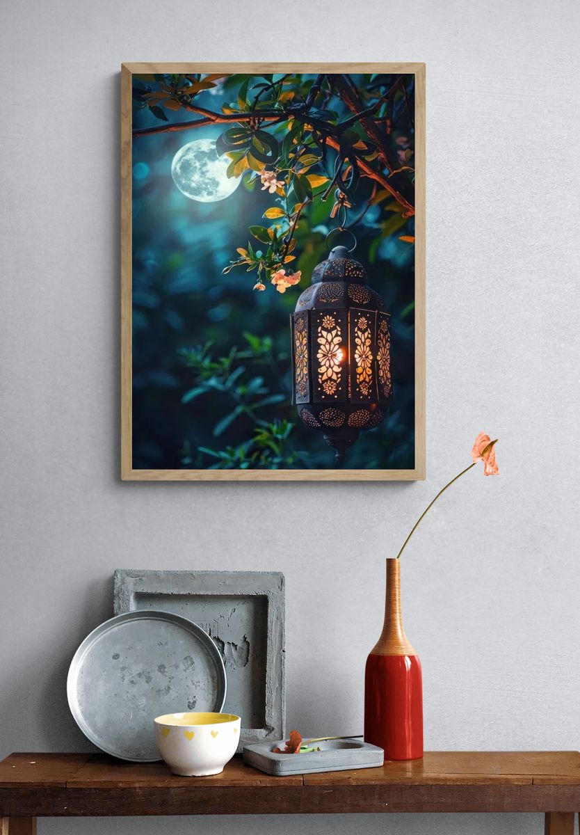 Moonlit Lantern — Nature Print. — room view 3