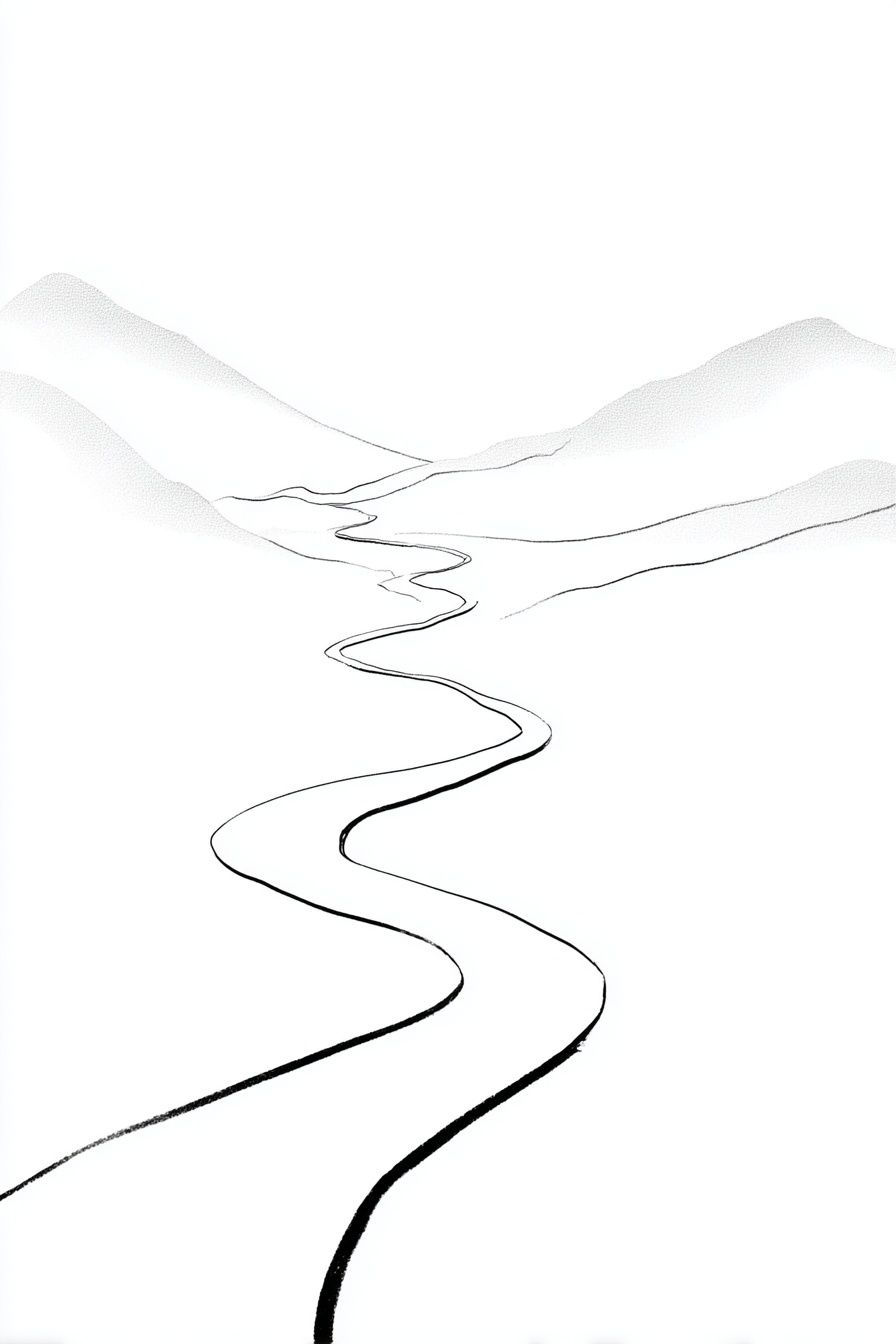 Winding Road in Mountains — Minimalist Print. poster — minimalist art