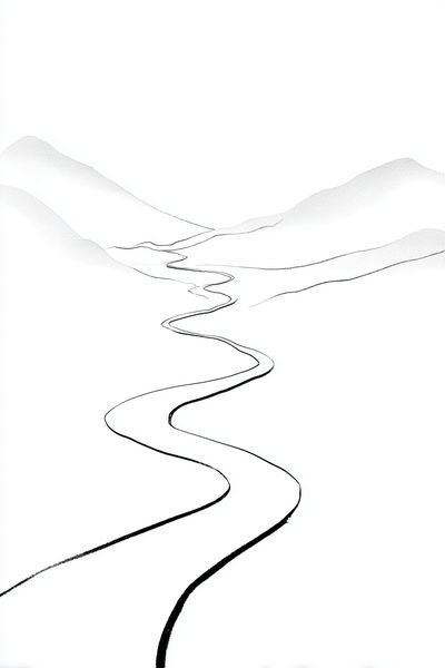Winding Road in Mountains — Minimalist Print. poster