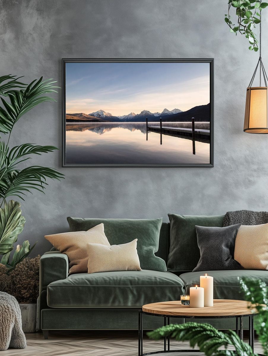 Mountain Lake Sunrise Poster. — room view 4