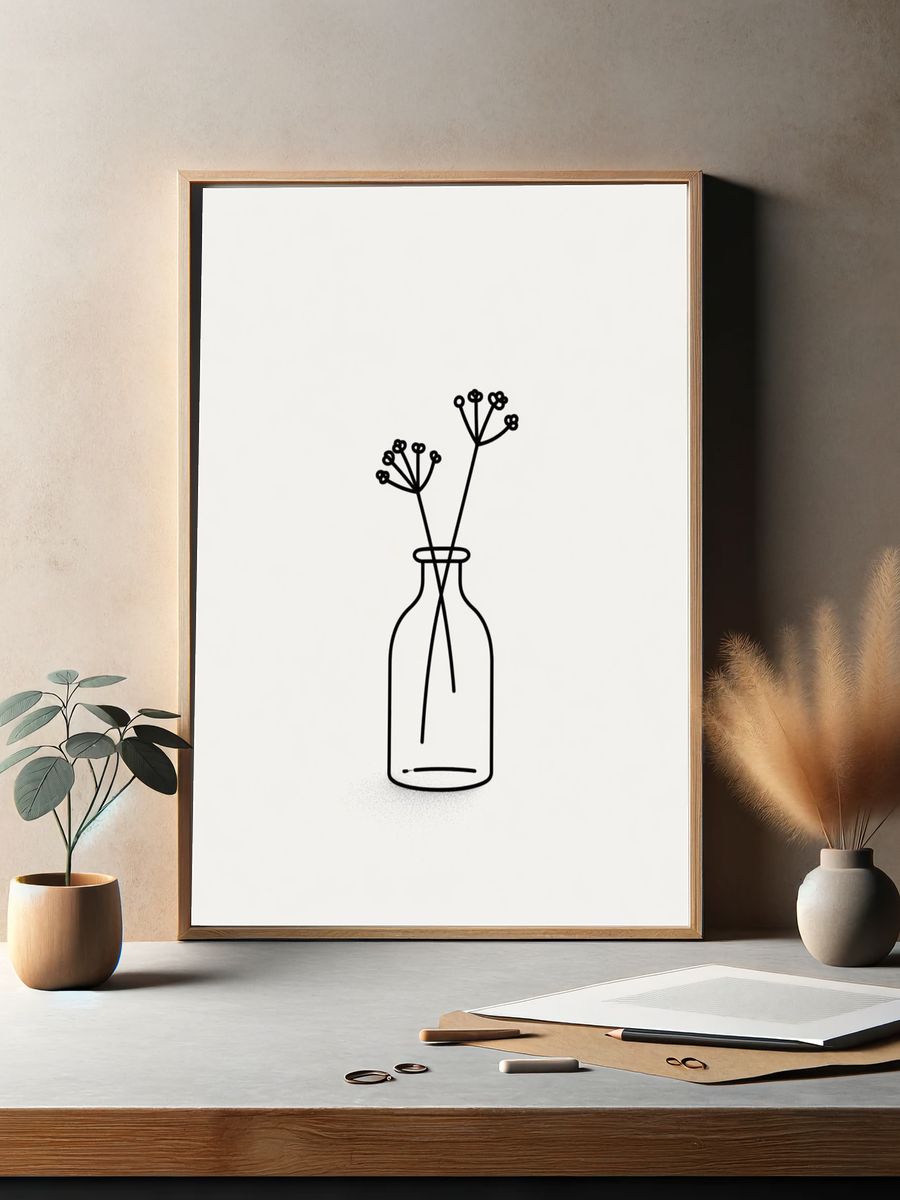 Minimal Vase Line Art Poster. — room view 2