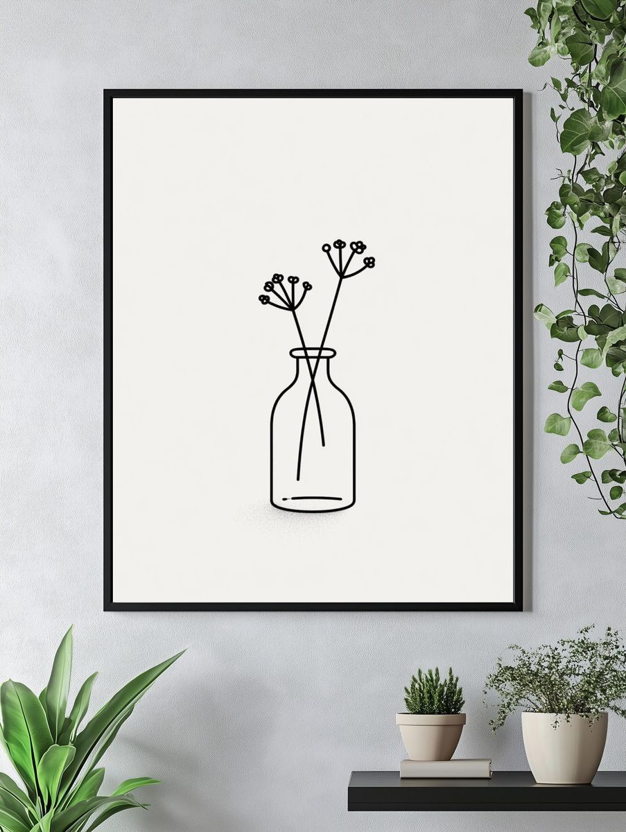 Minimal Vase Line Art Poster. — room view 4