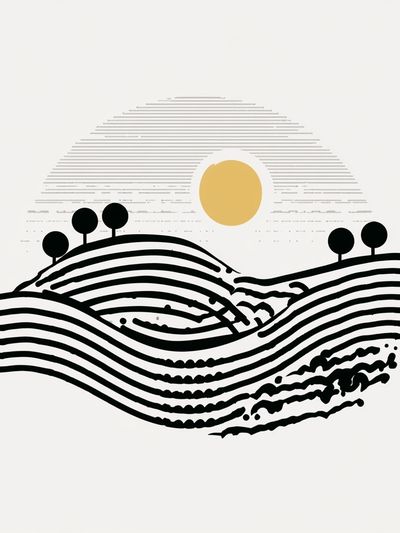 Minimal Landscape Line Art Poster. poster