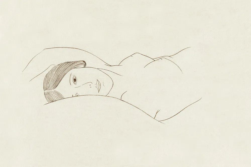 Serene Woman Lying Down — Minimalist Print. poster detail