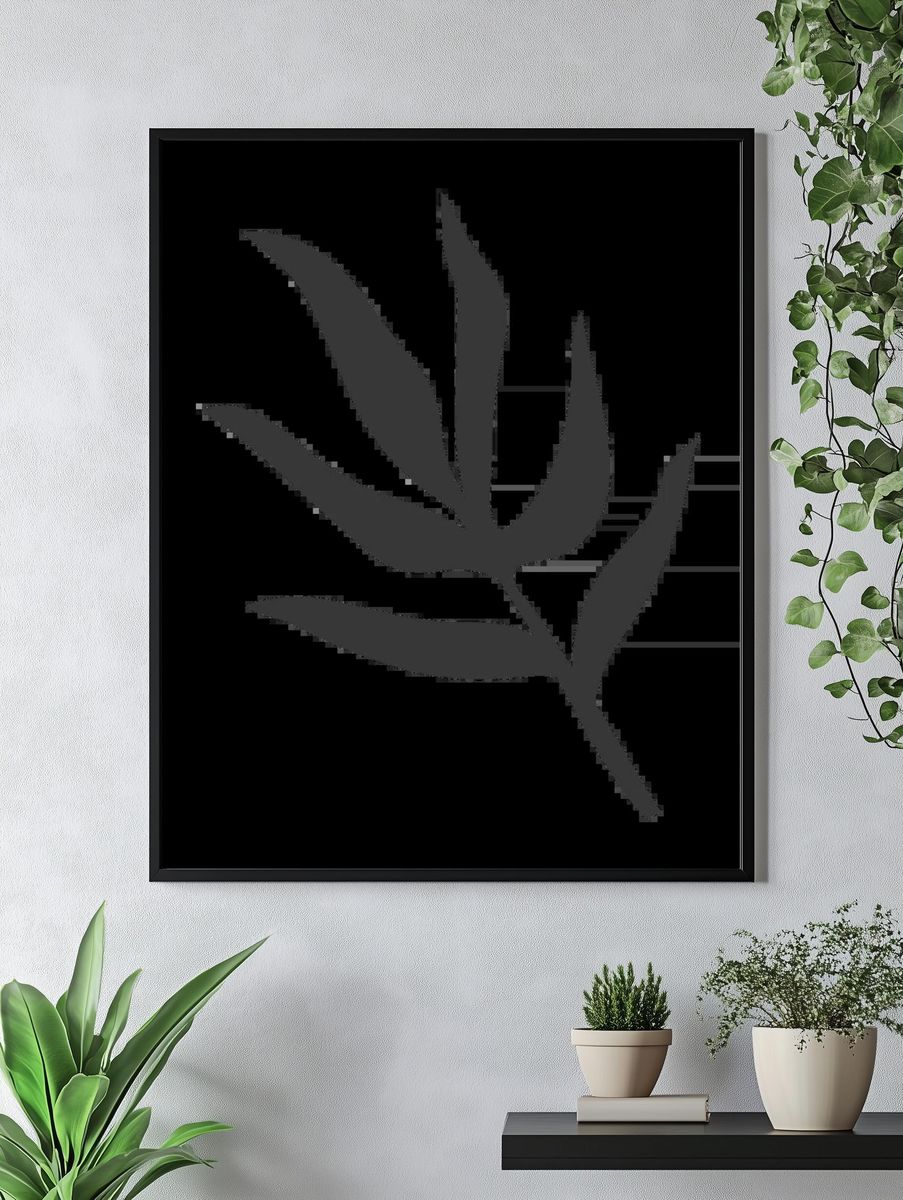 Minimalist Leaf Silhouette Poster. — room view 4