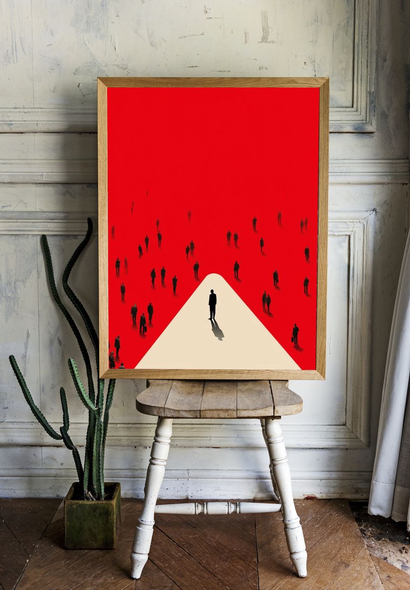 Silhouette in Red — Minimalist Print room preview