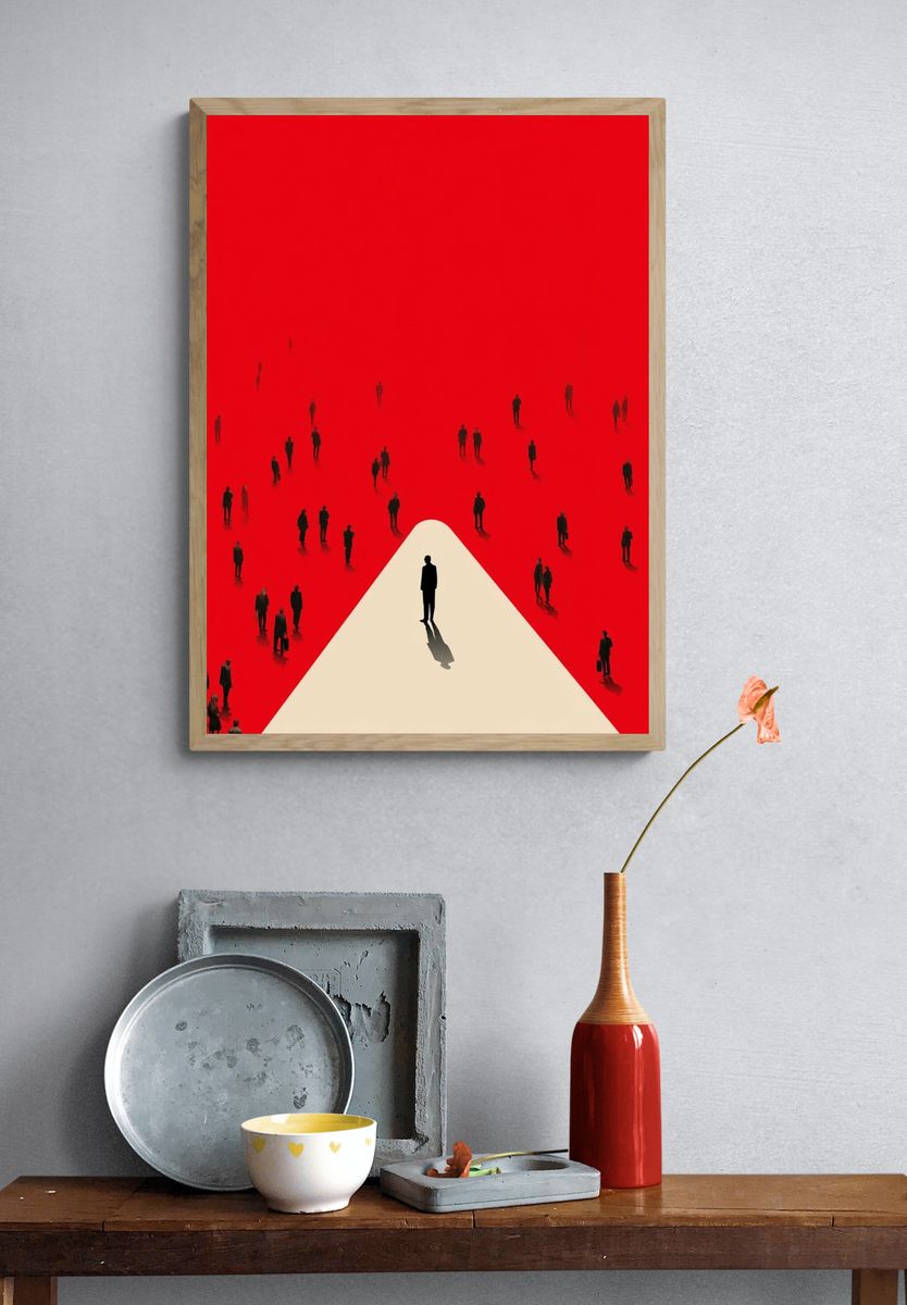 Silhouette in Red — Minimalist Print. — room view 3