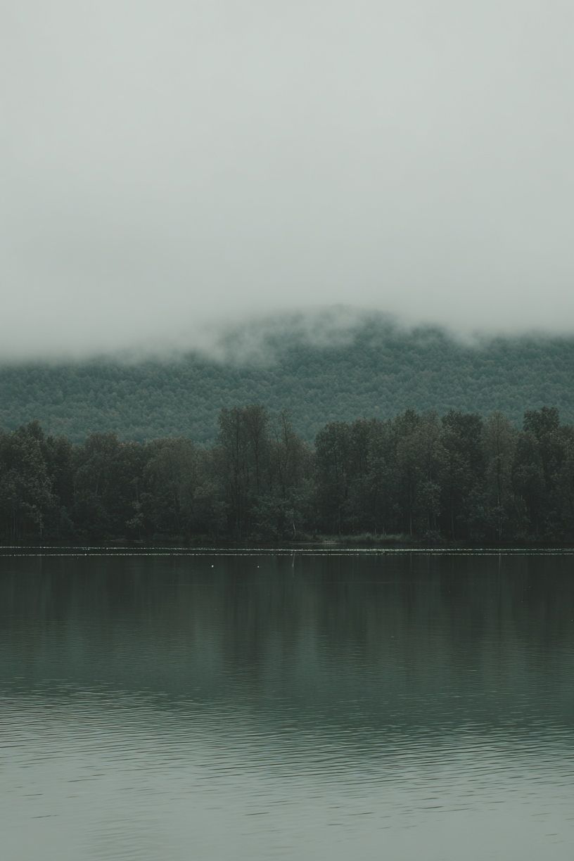 Misty Lake Reflection — Photography Print. poster detail