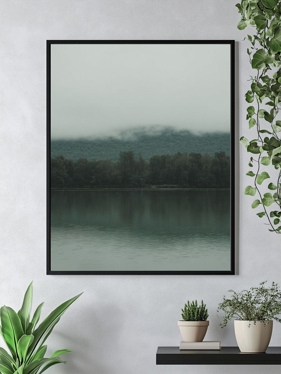 Misty Lake Reflection — Photography Print. — room view 4